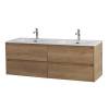 Тумба с раковиной BelBagno KRAFT 120 подвесная, на две чаши, с четырьмя ящиками, Rovere Nebrasca Nature фото 2