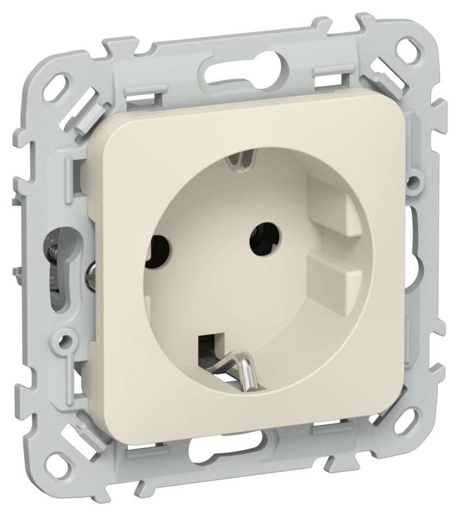 Розетка 1-местная с заземлением IEK Flite FI-R11-16-1-K86 сливочный