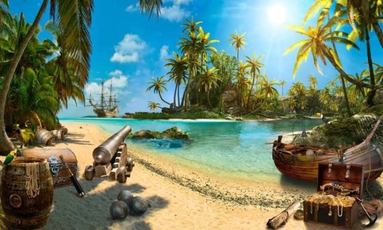 3D Фотообои Artegrafico «Остров с сокровищами» SHIP005 акварель