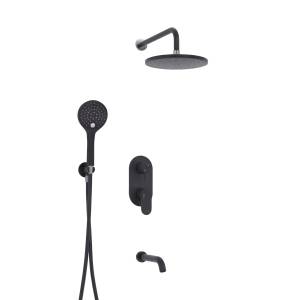 Душевой комплект Wasserkraft A177471 с верхней душевой насадкой, черный, встраиваемый, с изливом, с лейкой