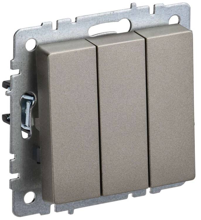 Выключатель 3-клавишный IEK Brite BR-V30-0-10-K37 шампань