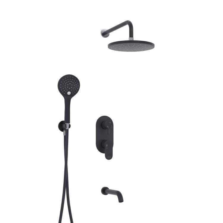 Душевой комплект Wasserkraft A177471 с верхней душевой насадкой, черный, встраиваемый, с изливом, с лейкой
