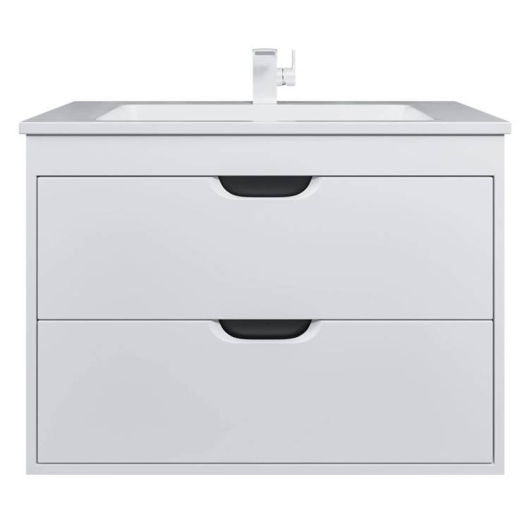 Тумба с раковиной Uperwood Modul подвесная, матовая, белая, графит, 80 см