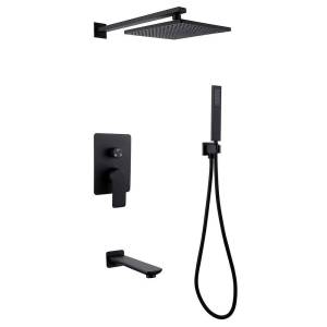 Душевая система Abber Weiss Insel AF8017B черная матовая, встраиваемая, с изливом