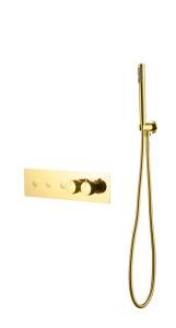 Смеситель для ванны и душа Boheme Fusion Termo 131-SYS-G с ручным душем, Gold