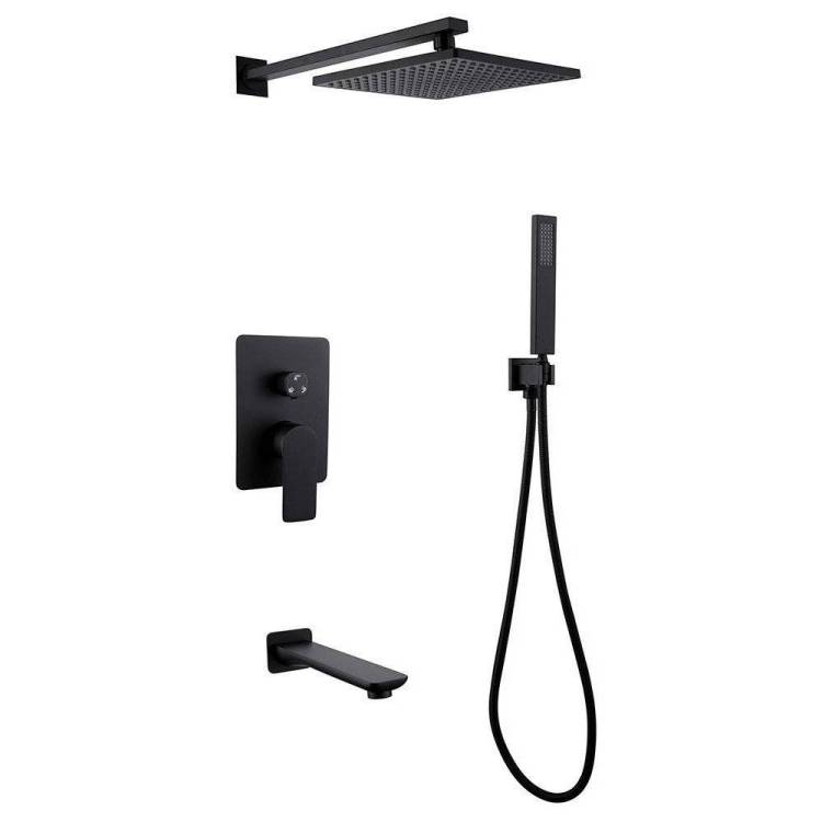 Душевая система Abber Weiss Insel AF8017B черная матовая, встраиваемая, с изливом