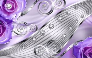 3D Фотообои Artegrafico «Лиловые розы на металле» GM-101 песок