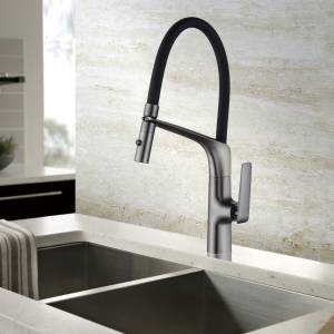 Смеситель для кухни Vincea VKF-115GM с гибким изливом, вороненая сталь