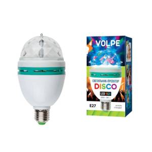 Светодиодный светильник-проектор Volpe Disko ULI-Q301 03W/RGB/E27 WHITE