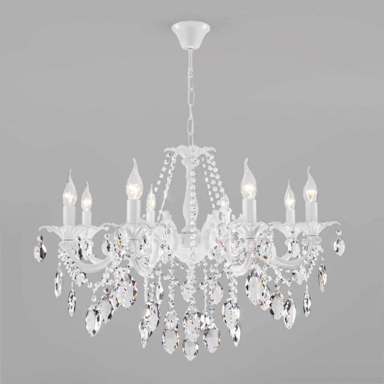 Подвесная люстра Eurosvet Veletta 10108/8 белый/прозрачный хрусталь Strotskis