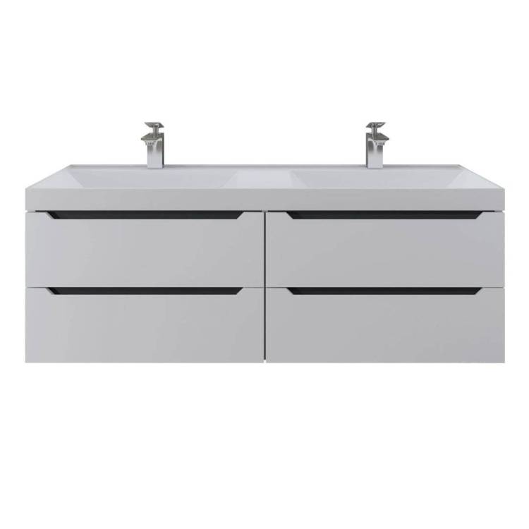 Тумба под раковину Uperwood Tanos 2910203303 подвесная, двойная, 4 ящика, белая, графит, 120 см