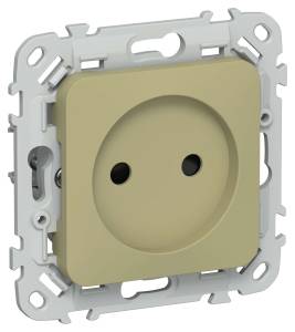 Розетка 1-местная с защитными шторками IEK Flite FI-R13-10-K26 оливковый