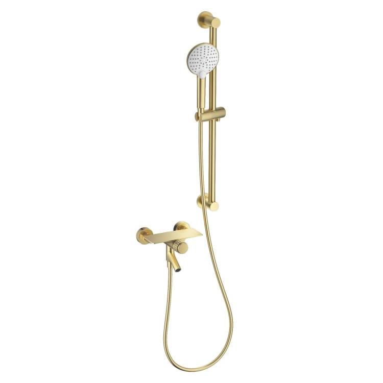 Смеситель для ванны Wonzon & Woghand WW-FE05L222-BG с душевым гарнитуром, брашированное золото