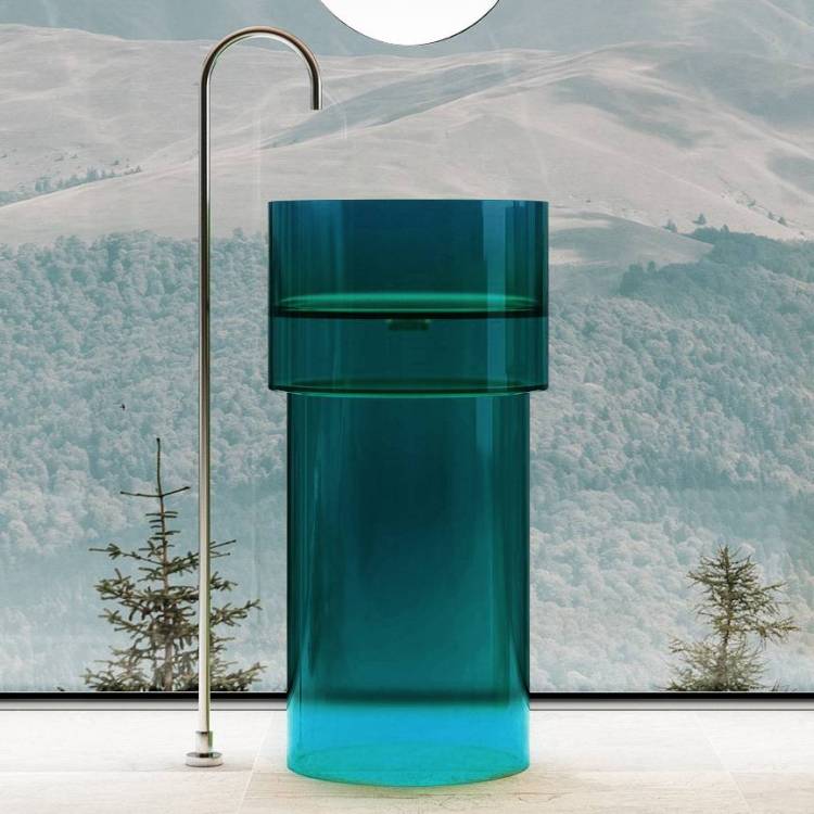 Раковина Abber Kristall AT2701Aquamarin-H отдельностоящая, прозрачная, бирюзовая