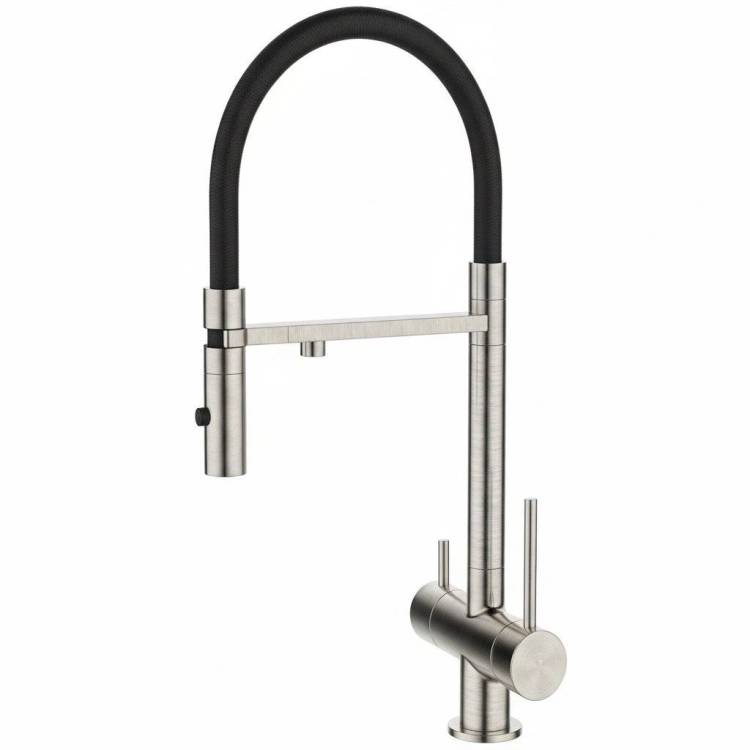 Смеситель для кухни DQ Kitchen DA1462504Satin с подключением к фильтру, гибкий излив, сатин