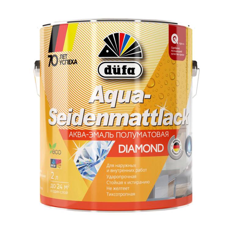Эмаль для дерева и металла акриловая Dufa Aqua-Seidenmattlack полуматовая белая 0.75 л