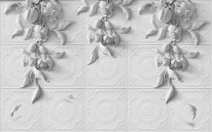 3D Фотообои Artegrafico «Рельеф с ниспадающими цветами» BR-036 песок