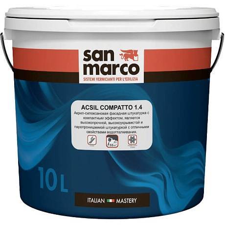 Акрил-силоксановая штукатурка San Marco Acsil Compatto шуба 1.4 мм белая 25 кг