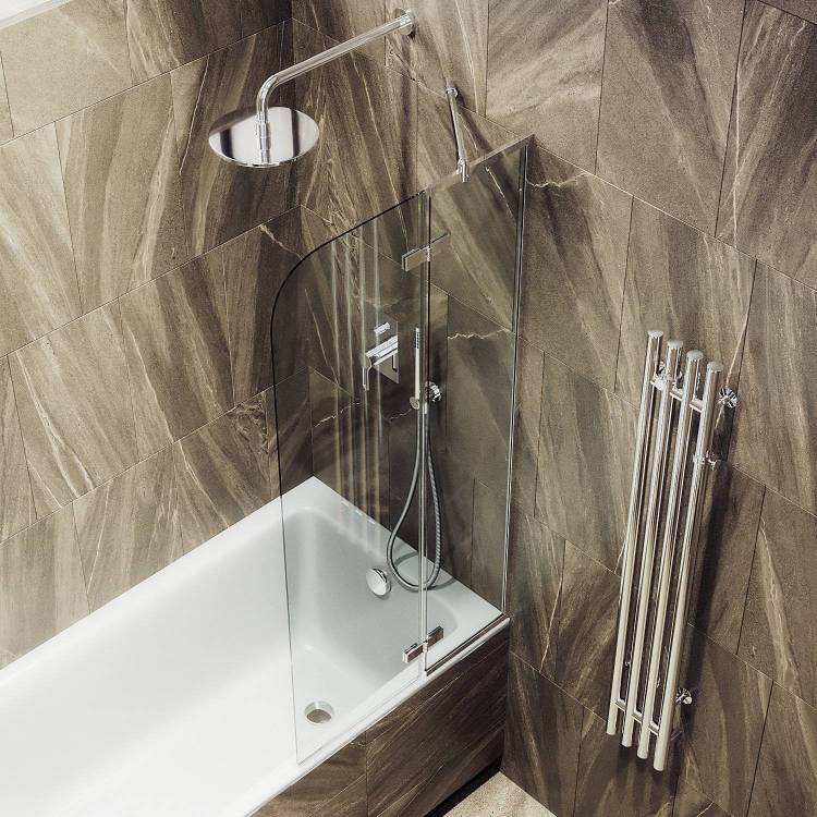 Шторка на ванну MaybahGlass MGV-656-4 69x140, поворотная, стекло прозрачное 6 мм, профиль хром глянцевый