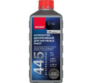 Антисептик декоративный для наружных работ Neomid 445 черный янтарь 1 кг