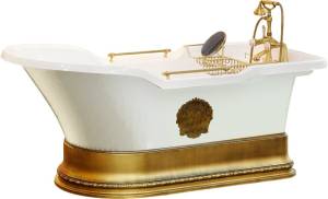 Ванна из искусственного камня Migliore Impero 25809 180x87 белая, бронза