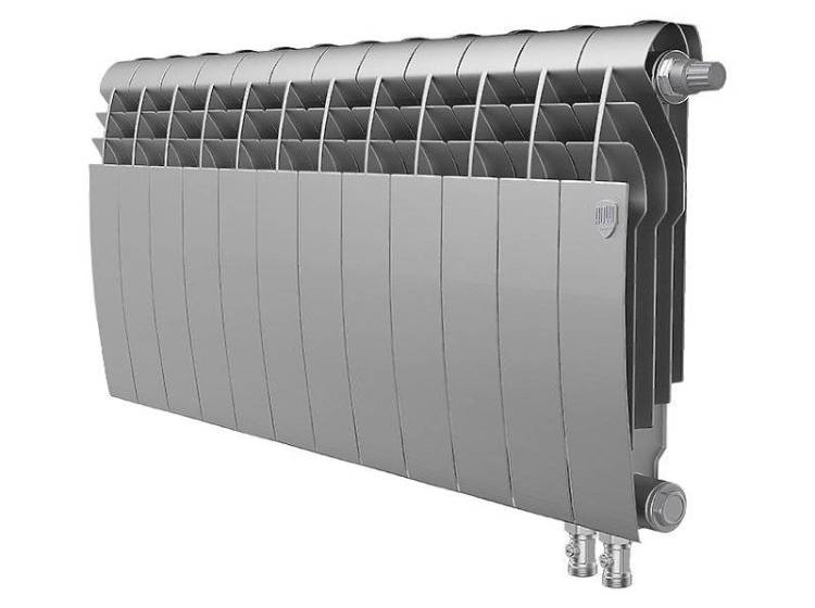 Биметаллический секционный радиатор отопления Royal Thermo Biliner 350 / V Silver Satin / 12 секций
