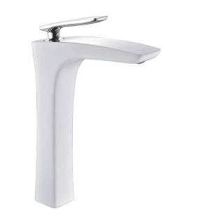 Смеситель для раковины Rose R2711F высокий, белый, хром