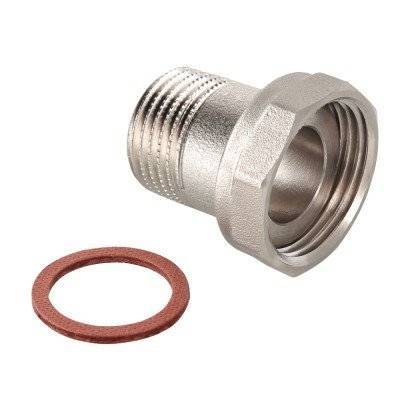 Полусгон прямой VALTEC с накидной гайкой, 3/4 x 1/2 наружная резьба, никелированная латунь