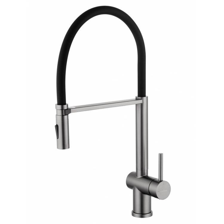 Смеситель для кухни Wonzon & Woghand WW-88438003-BGM с гибким изливом, темный графит