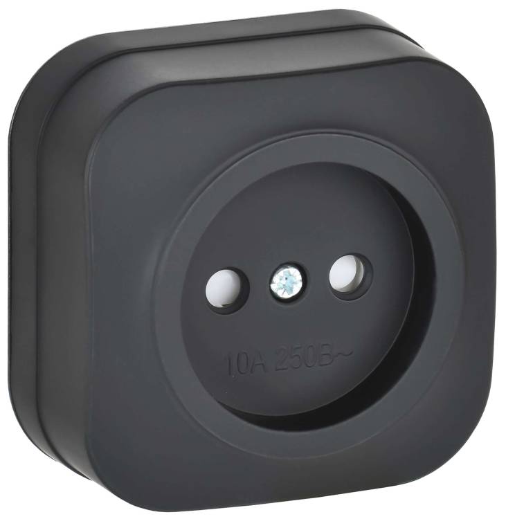 Розетка 1-местная с защитными шторками IEK Glory ERH13-K02M-10 черный матовый