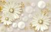3D Фотообои Artegrafico «Фарфоровые ромашки с жемчужинами» RH-131 акварель