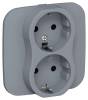 Розетка 2-местная с заземлением IEK Flite FI-R21A-16-1-K35 маренго