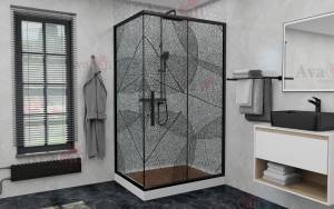Душевой уголок AvaCan FB-120-SB100 профиль черный, стекло тонированное, 140x100x195