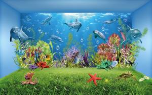 3D Фотообои Artegrafico «Газон под водой» PM-029 акварель