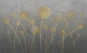 3D Фотообои Artegrafico «Золотые одуванчики в сером тумане» PL-039 канвас