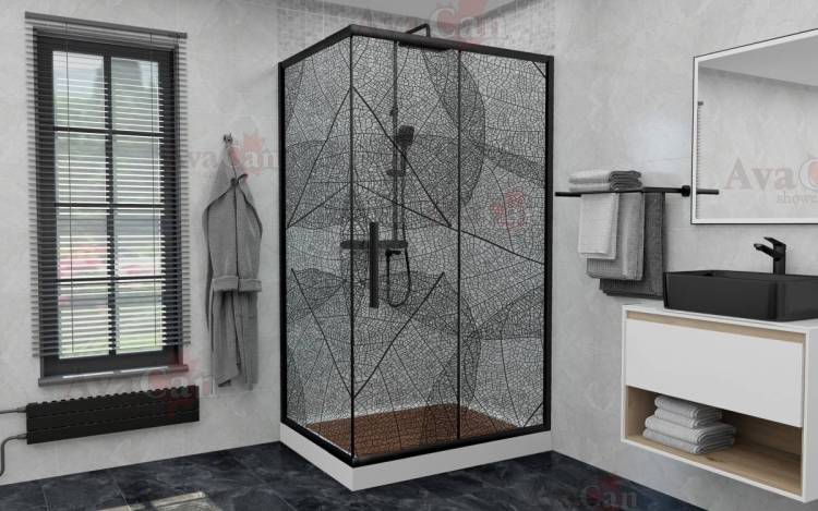 Душевой уголок AvaCan FB-120-SB100 профиль черный, стекло тонированное, 140x100x195