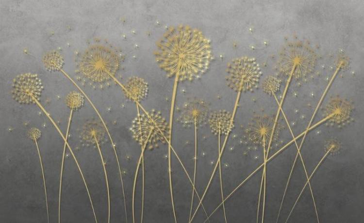 3D Фотообои Artegrafico «Золотые одуванчики в сером тумане» PL-039 канвас