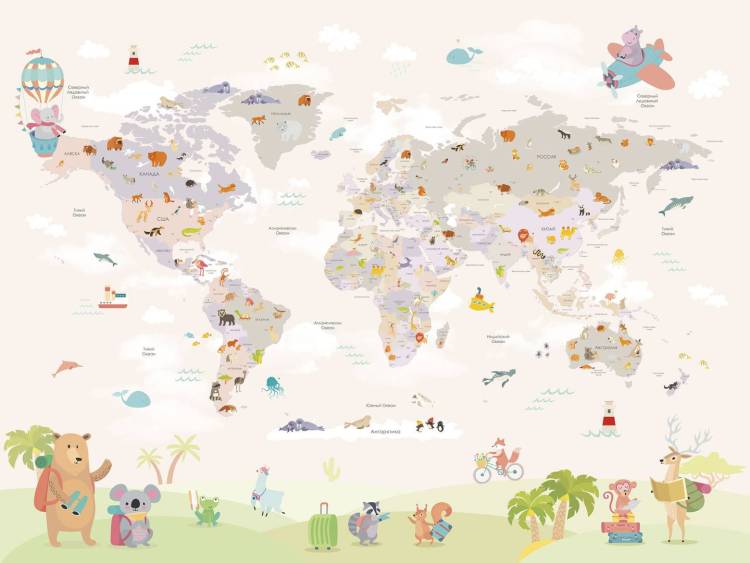 Фреска Ortograf Little friends 34382 Карта - Лесные путешественники Флорентина Суперфасад FFSO