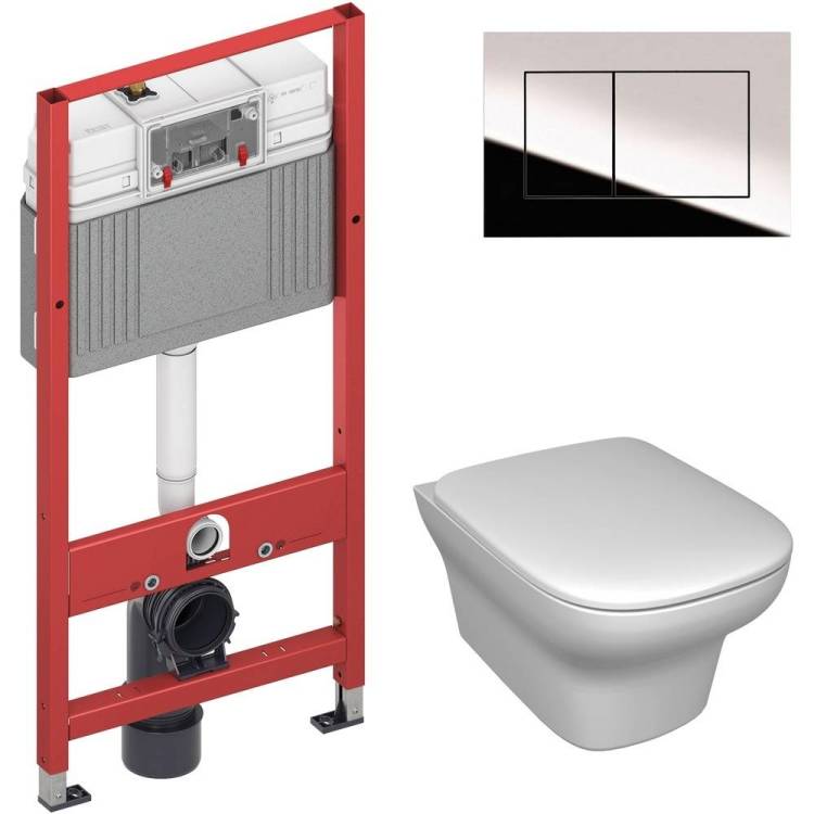 Комплект Унитаз подвесной Jacob Delafon Vox EDM102-00 + Инсталляция TECE Now 9400412 4 в 1 с кнопкой