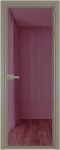 Межкомнатная дверь Profil Doors 1 AV цвет профиля Никель матовый, стекло безопасное 6 мм фиолетовое шпион 800x2000
