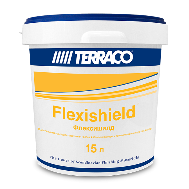 Суперэластичная акриловая краска для кирпичной кладки Terraco Flexishield полуматовая белая 15 л
