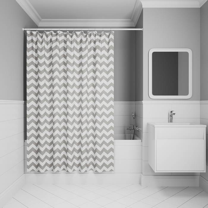 Штора для ванной Iddis Base BR02P18i11 полиэстер, 200x180, серый