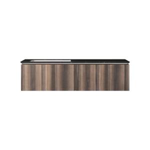 Тумба с раковиной Vincea Luxe 1400 2 выкатных ящика, натуральный орех, раковина левая, черный Versace