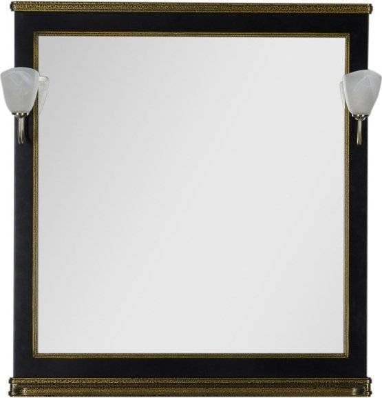 Зеркало Aquanet Валенса 90 черный краколет, золото, с полкой