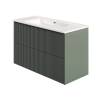 Тумба с раковиной La Fenice Terra Twin Grigio NFNC-01-TER-G-100-2-3-100 серо-зеленая матовая, 100 см