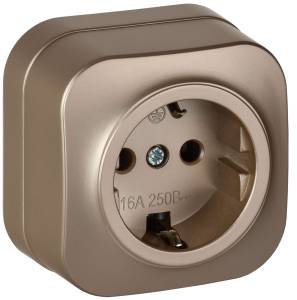 Розетка 1-местная с заземлением IEK Glory ERH11-K37M-16 шампань матовый