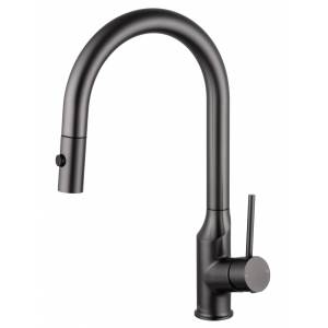 Смеситель для кухни Wonzon & Woghand WW-A21252-BGG с выдвижным изливом, темный графит