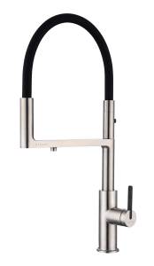 Смеситель для кухни Paulmark Tornado To213402-BS с гибким изливом, брашированная сталь