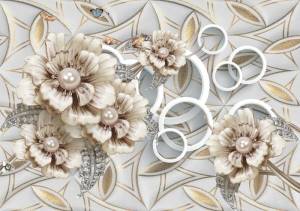 3D Фотообои Artegrafico «Цветы на коже с золотыми узорами» GM-168 акварель