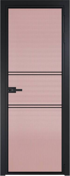 Межкомнатная дверь Profil Doors 2 AX цвет профиля Черный, стекло безопасное 6 мм мору розовое 800x2000